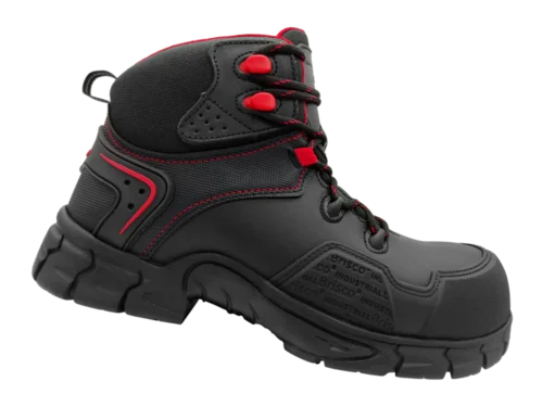 BOTAS DE SEGURIDAD VULKANO BOTAS DE SEGURIDAD VULKANO COLOR NEGRO Y DETALLES ROJOS