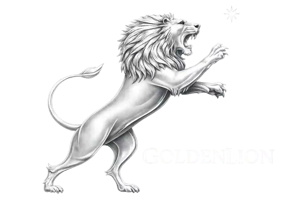 logotipo golden lion power blanco