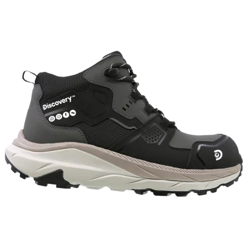 Vista lateral de las Botas de Seguridad 2580C Atacama color gris de Discovery.