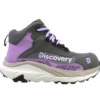 Vista lateral de las Botas de Seguridad 2631 Atacama para mujer en color gris y lila de Discovery.