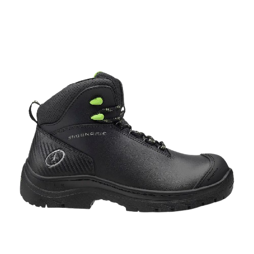 Botas de Seguridad Air Pro – Vista lateral Botas de Seguridad Air Pro negras con detalles verdes vista lateral