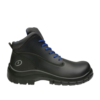 Botas de Seguridad STX Básico – Vista lateral Botas de Seguridad STX Básico Riverline color negro con agujetas azules vista lateral