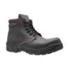 Botas de Seguridad Baleno – Vista Lateral Botas de Seguridad Baleno Brisco color negro con vivos rojos vista lateral